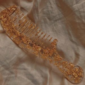 HANDMADE golden hair comb